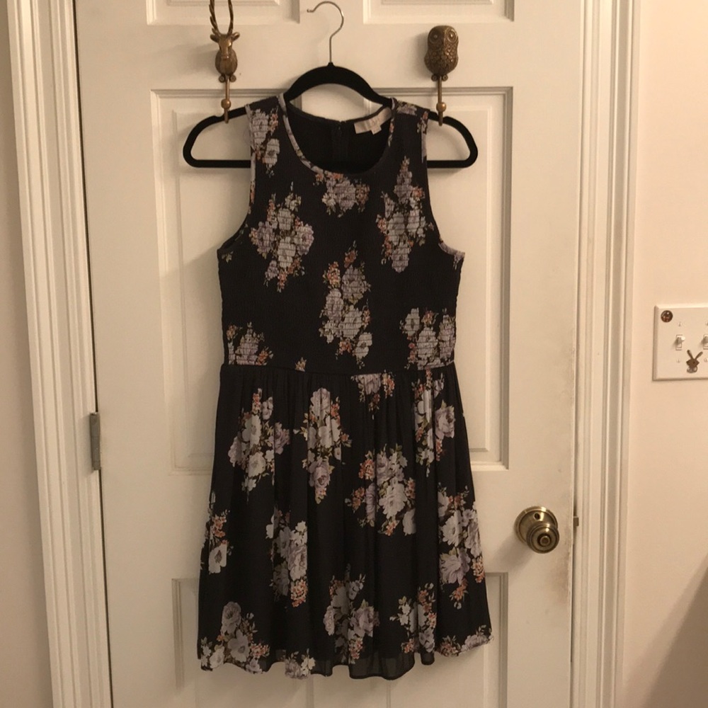 LOFT smocked top fit and flare mini dress.